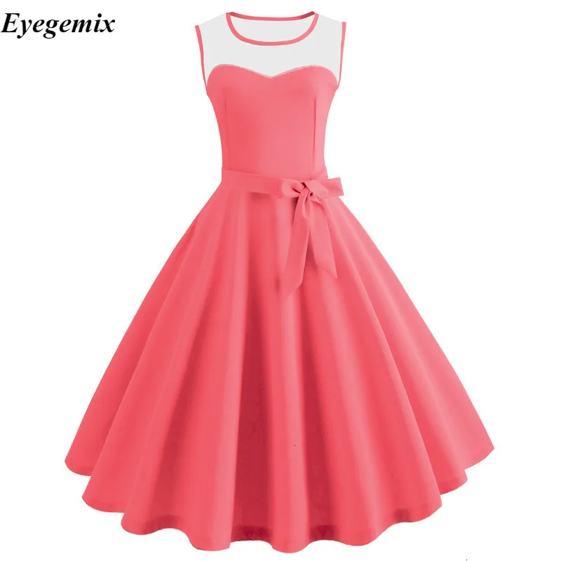 

Patchwork Office Party Women Summer Dress Mouwlless Casual Sun Clock 50 s 60 s with Retro Swing Rockabilly Elegant dresses