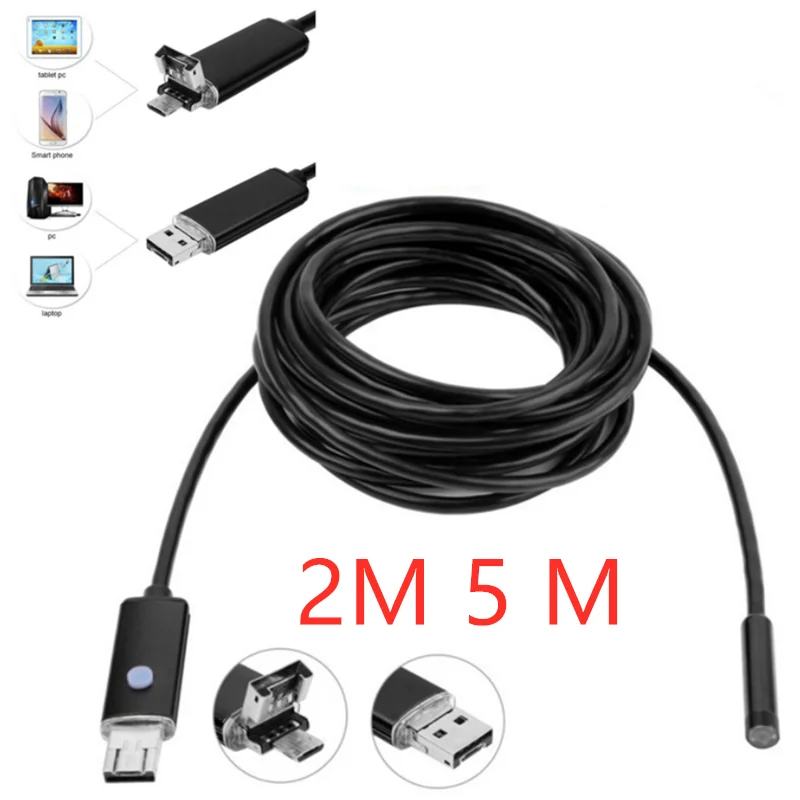 5,5 мм 2 м 5 м Тип C USB мини эндоскоп камера гибкий жесткий кабель Змея бороскоп Инспекционная камера для Android смартфон ПК