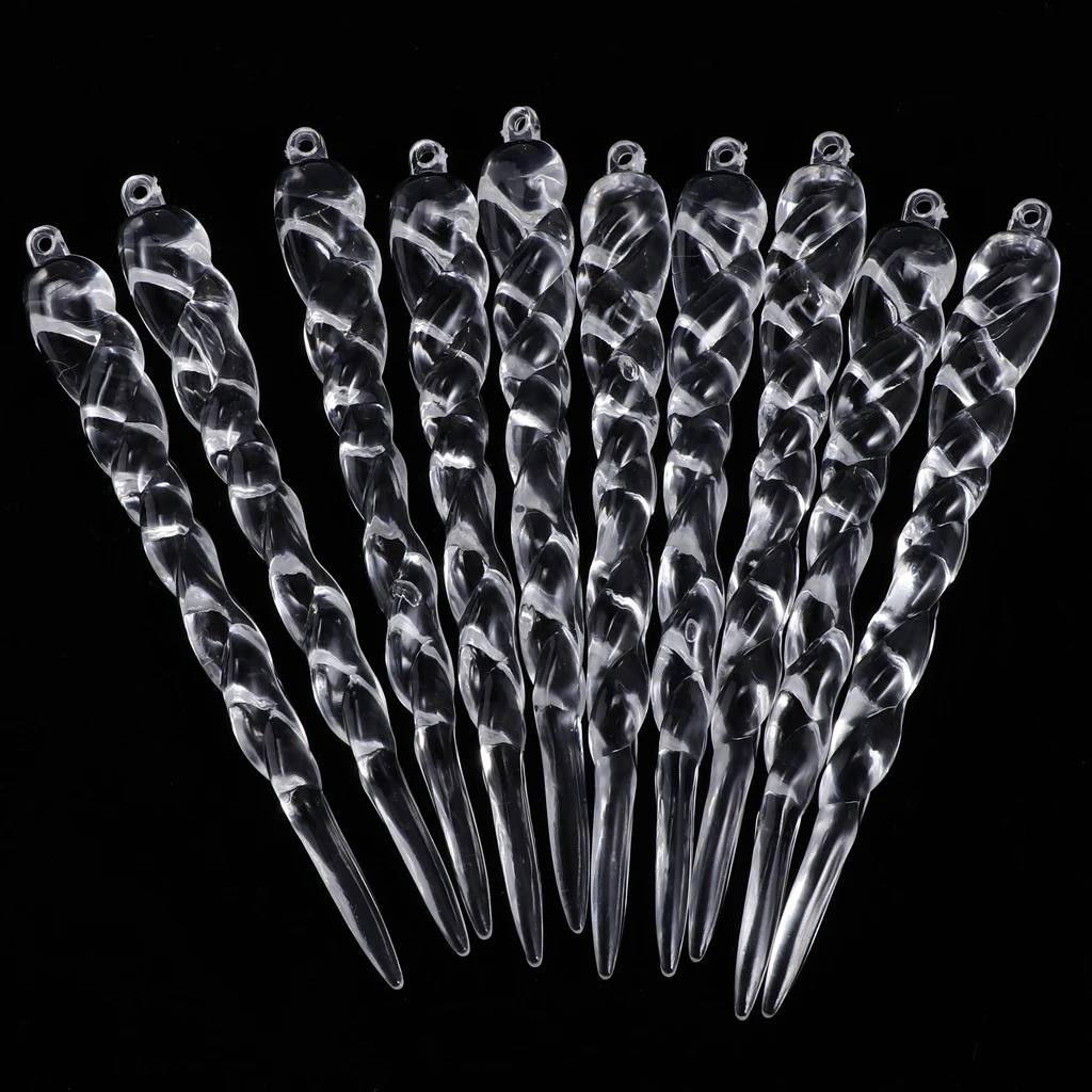 10Pcs Twisted Clear Crystal Icicles Christmas Tree Hanging Decoration Chandelier Tree Crystal Pendant Ornaments Garland