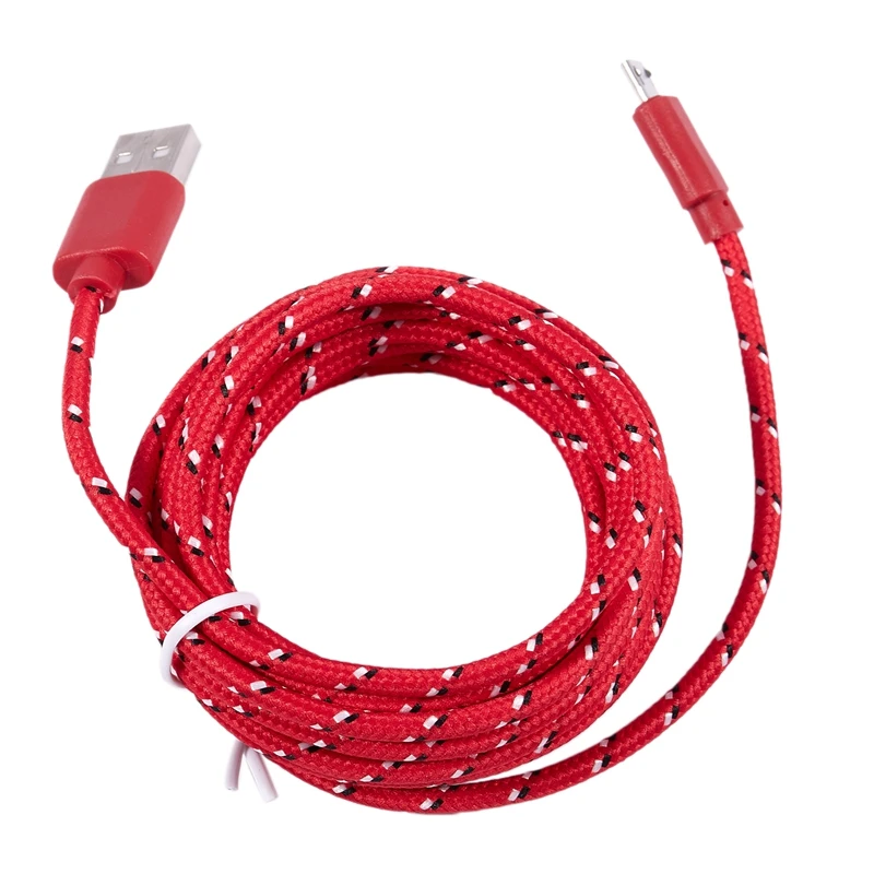 Универсальный 3 м/10 футов мини USB нейлоновый сетчатый плетеный кабель для передачи данных для Samsung Galaxy S6 красный