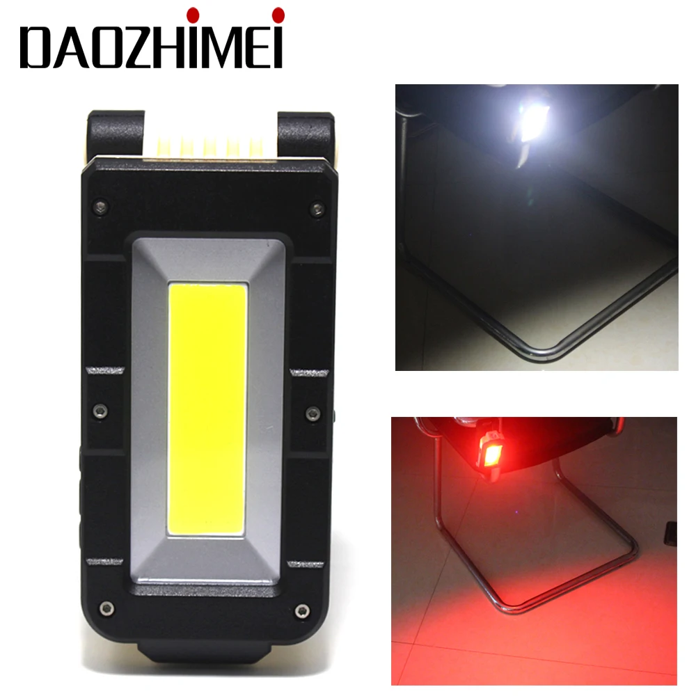 

USB Rechargeable Working Lamp Built In Battery 4 Modes Portable COB+XPE LED Flashlight Red and white Light Magnet hook Work Lant
