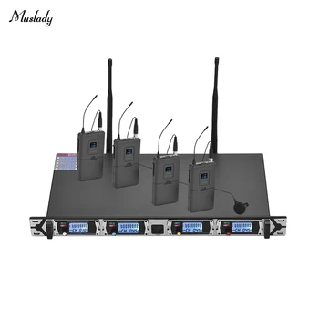 

Muslady D4-1 4-Channel UHF Wireless Microphone System Includes 4 Lapel Microphones for Meeting Speech Teaching