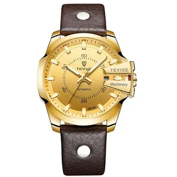 

TEVISE Men'S Mechanical Watch Water Ghost Fashion Steel Belt Waterproof Watch Spiral Crown Automatic Watch