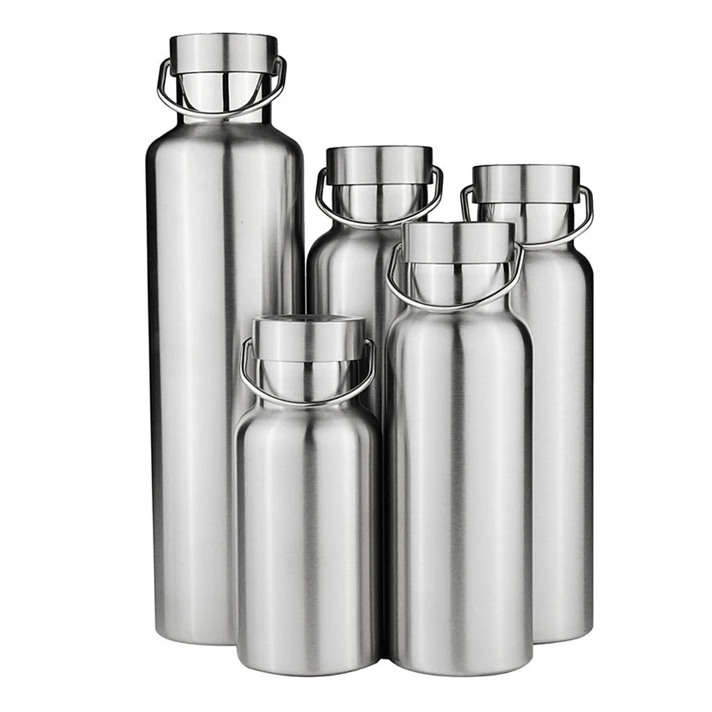 350 мл/500 мл/600 мл/750 мл Нержавеющая сталь BPA бутылка для воды с бамбуковой крышкой для спорта с двойными стенками из нержавеющей стали с защитой от протечек Дорожные Велоспорт походные бутылки