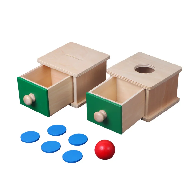  Infant Toddler Montessori Materials Kids Toy Baby Wooden Coin Box Ball Matching Box Learning Educat