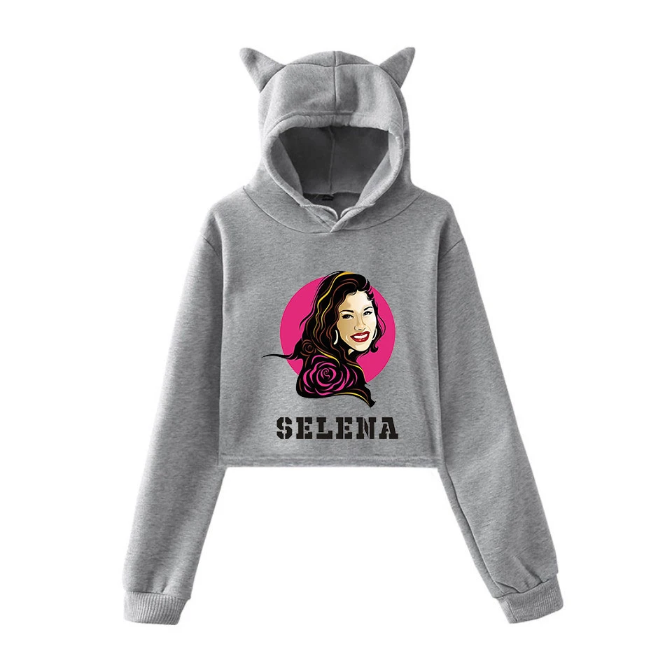 Selena Quintanilla кошка толстовки с принтом для женщин летний короткий кошачий топ модные толстовки с капюшоном Сексуальная уличная одежда размера плюс