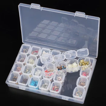 

28 Slots Diamond Painting Kits Plastic Storage Box Dismountable Nail Art Rhinestone Tools Beads Home Storage Box Organizer