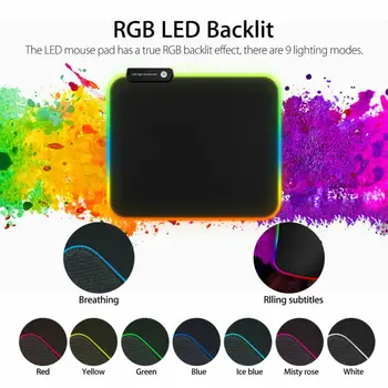 

Optimum Size 1x 250*350*3mm Mouse Pad Accessories RGB LED Lighting USB