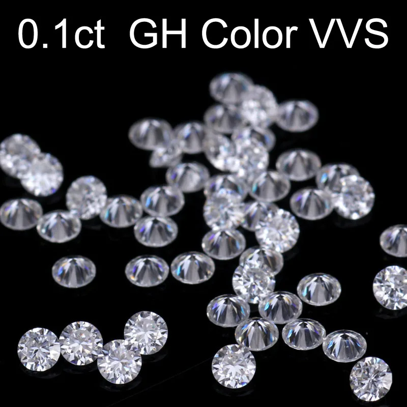 Свободные драгоценные камни Moissanite GH цвет 0.1ct 0 1 карат 3 мм ясность VVS круглый