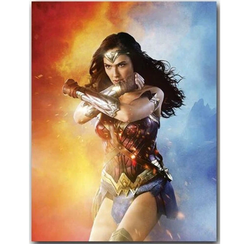 Wonder woman gal gad DIY 5D алмазная живопись по номерам наборы полная круглая Дрель Стразы