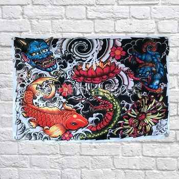 

HANNYA carp Japanese ukiyo-e Tattoos Banners Hanging Flag Wall Sticker Cafe Restaurant locomotive club Live background decor