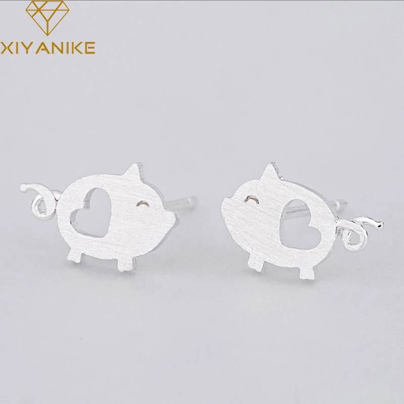 XIYANIKE 925 серебро Новая мода Полые ручной работы серьги гвоздики для женщин вечерние модные милые ювелирные изделия животных аксессуары