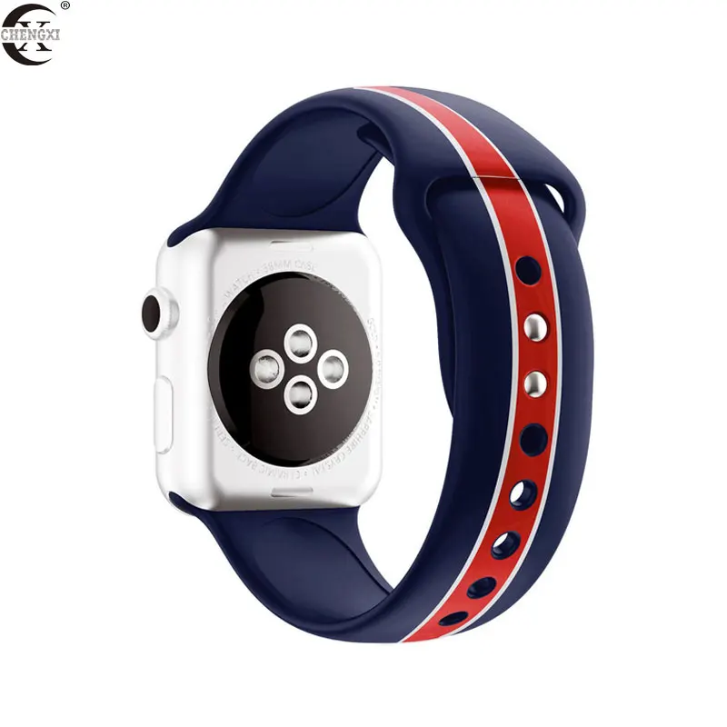 Ремешок для Apple Watch series 5 4 3 2 1 силиконовый ремешок для iWatch цветной мягкий сменный AW адаптер 38 40 42 44 мм аксессуары
