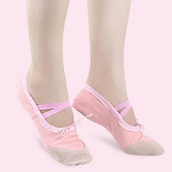 

Women's Girls Canvas Ballet Slippers Ballroom Dance Shoes with Split-Sole