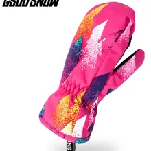 Утолщенные лыжные перчатки без пальцев для детей от 3 до 6 лет, розовые детские синие лыжные перчатки для катания на скейтборде водонепроницаемые дышащие перчатки 10k