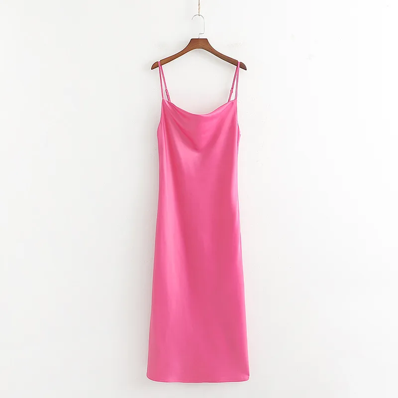 

2019 Western Style Spring And Summer WOMEN'S Dress New Style Rose Red Underwear-Strapped Dress