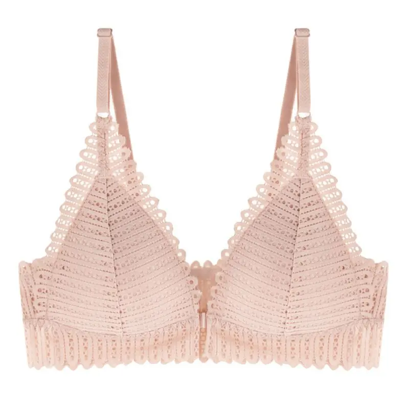 F Women's Sexy Lace Wireless Front Closure Bra Set Women Sexy Lingerie Adjusted Push Up Bra Comfort Breathable Backless Bralette - Цвет: F