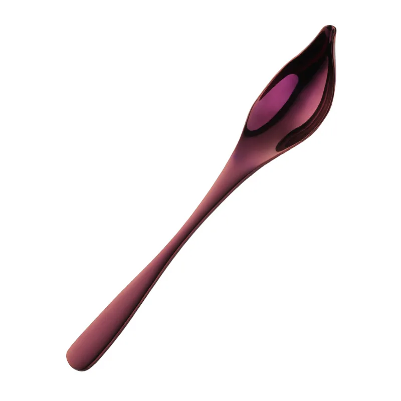 Purple 304 нержавеющая сталь кончик масла ложка соус ложка титановое покрытие красочные бытовой кухонный инструмент для приготовления пищи - Цвет: Purple