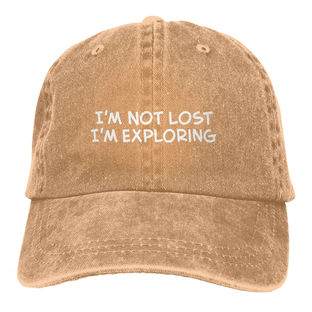 I'm Not Lost I'm exating Casquette темно-синие унисекс Мужские Женские джинсовые бейсболка с ремешком кепки Регулируемая шляпа для гольфа папа - Цвет: Хаки