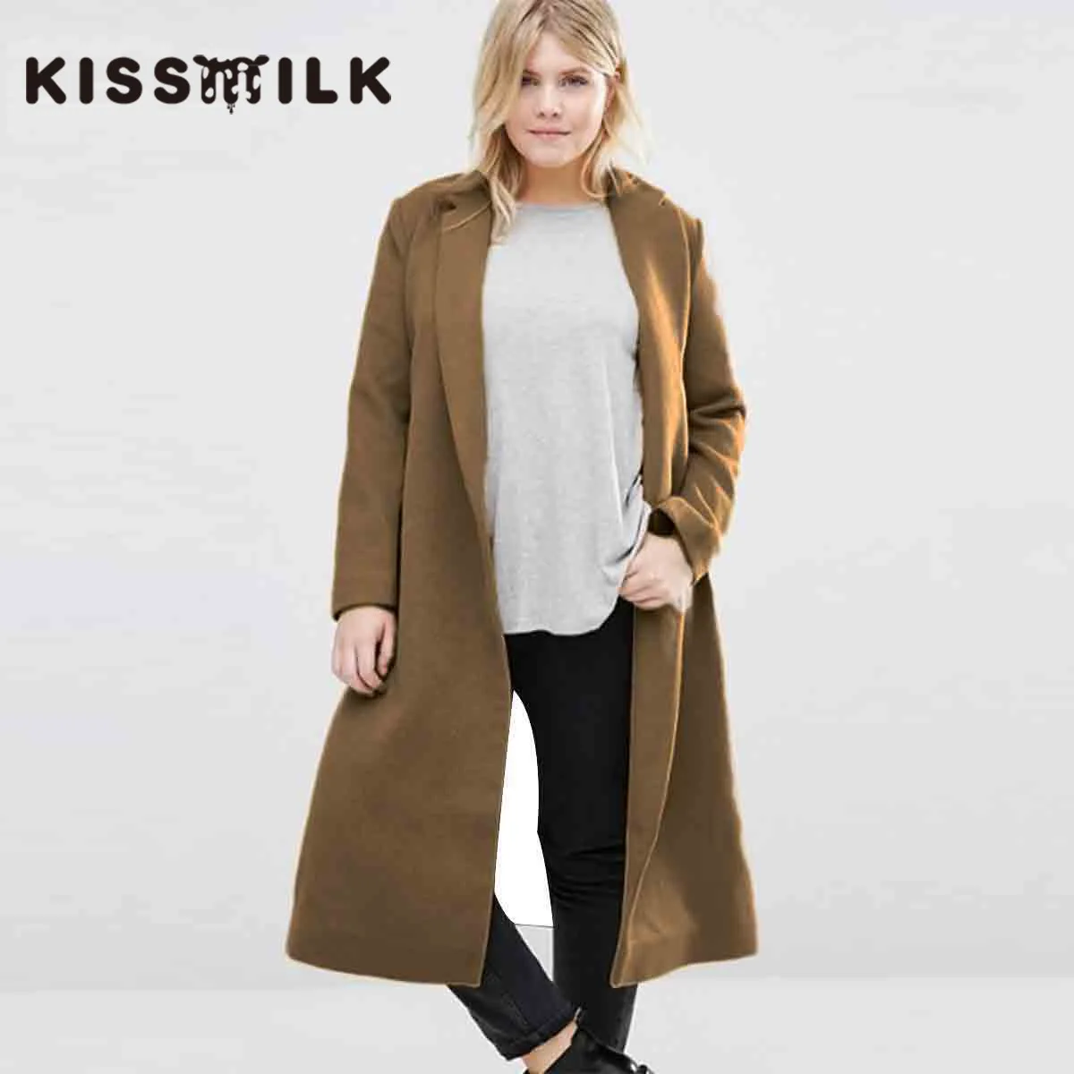 

Kisilk Europe And America Fashion Large Size Dress Lace-up Woolen Jacket-Bulk