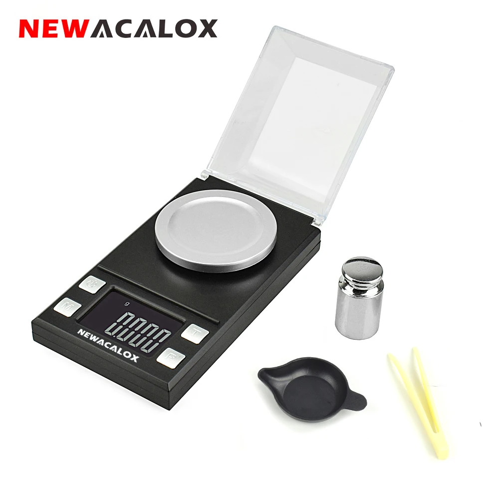 NEWACALOX 50g/100g*0.001g LCD Digital Jewelry Scales Lab Weight High Precision Scale Medicinal Portable Mini Electronic Balance
