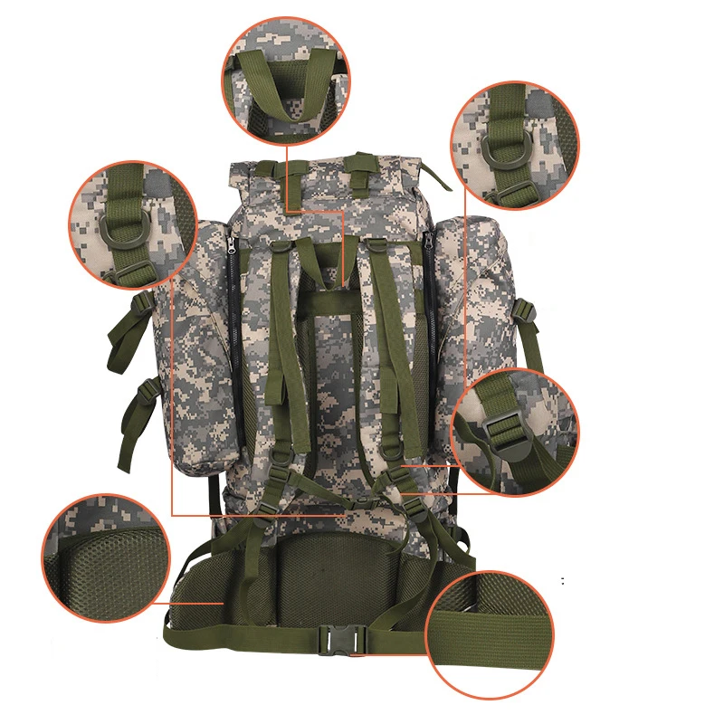 80L военный тактический рюкзак походный камуфляжный мужской для кемпинга