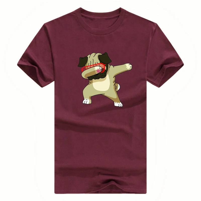 D-winered Новые мужские футболки из хлопка, летние футболки для мальчиков, модные футболки с рисунками животных и собак, топы с коротким рукавом - Цвет: D-winered