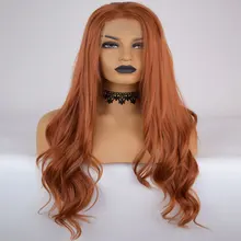 Bombshell Mix Orange Color Loose Wave 13*3 Inch Synthetic Lace Front Wig Heat Resistant Fiber Hair Natural Hairline For Women