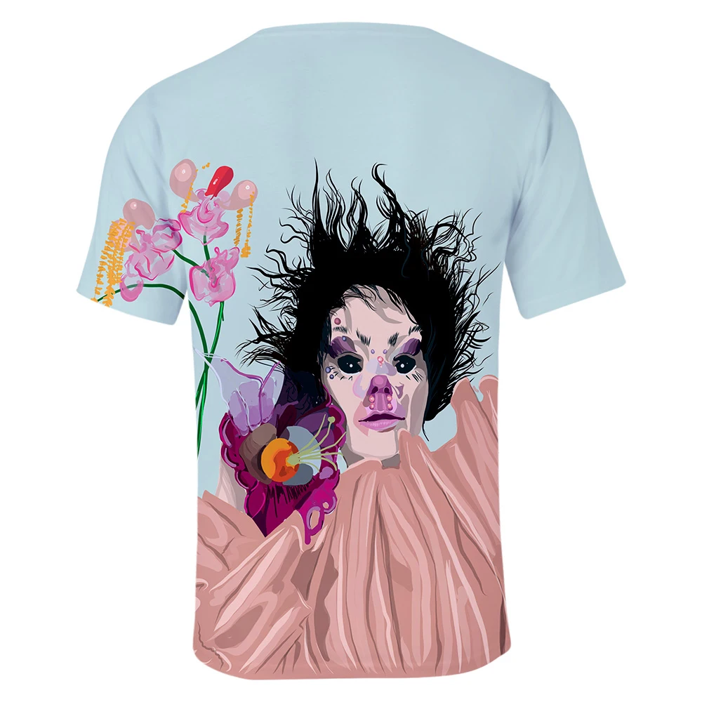 Модная певица bjork 3D футболка для мальчиков и девочек, лето, крутой короткий рукав Харадзюку, высокое качество, удобная повседневная футболка с 3D принтом