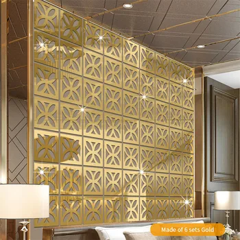 

12Pc/Set Mirror Hollow Wall Sticker Four Leaf Flower Wallpaper For Livingroom Study Ceiling Cabinet Decoration Home Design Decal