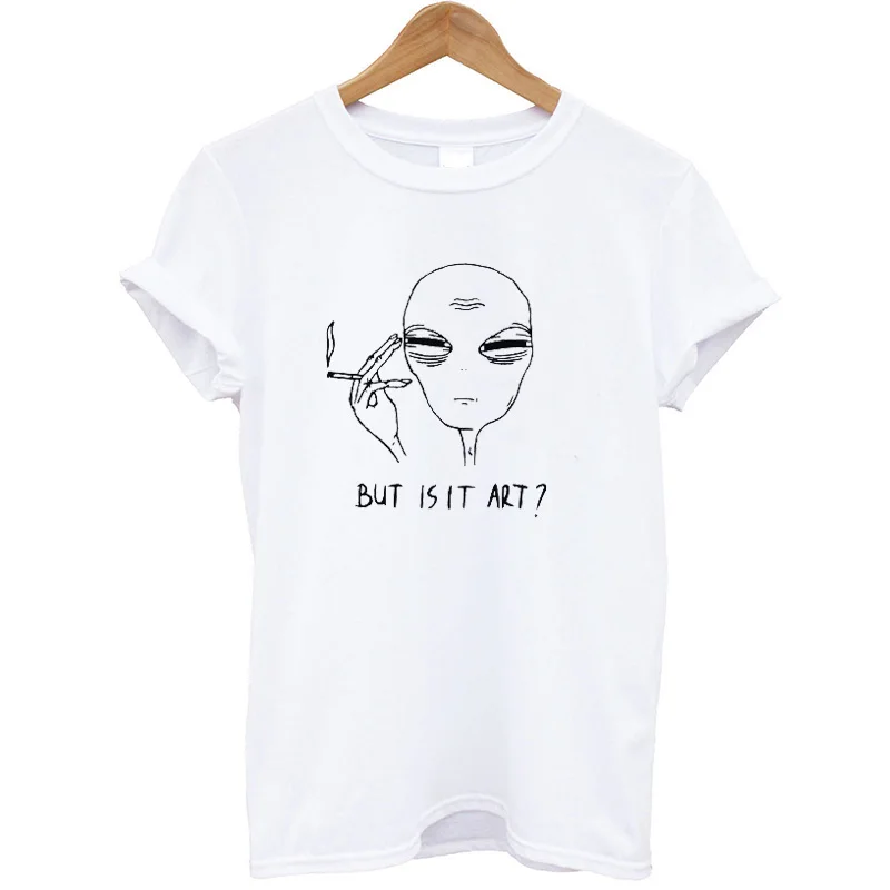 Футболка с надписью But Is It Art, женская футболка с коротким рукавом и круглым вырезом, забавный рисунок, летние топы размера плюс, футболка, женская одежда - Цвет: G135-White