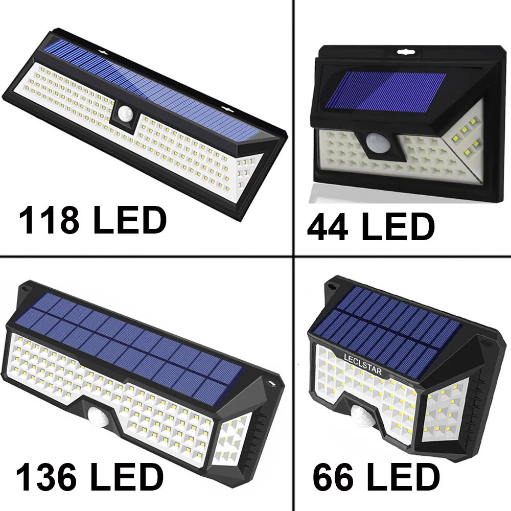 66 118 136 СВЕТОДИОДНЫЙ Солнечное Освещение для наружного использования датчик движения свет 3 режима Водонепроницаемый Солнечный уличный/настенный светильник для украшения сада