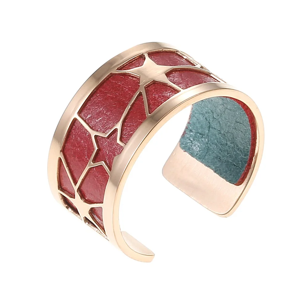 Red and Cyan Cremo Star Bague Femme кольцо горячее кольцо для женщин розовое золото нержавеющая сталь Регулируемая переплетенная кожа Bague Femme Жоржет - Цвет основного камня: Red and Cyan