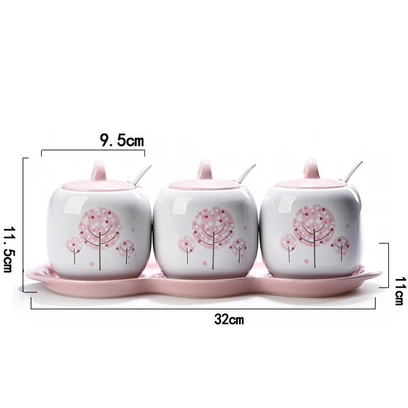 4Pcs Direct marketing creative spice box ceramic set home kitchen seasoning jar seasoning bottle storage box salt shaker jar