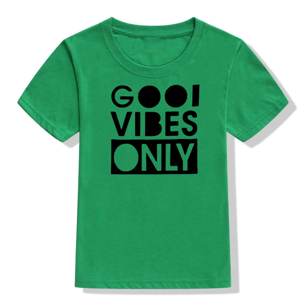 Gool Vibes Only/Детская летняя забавная Футболка модная детская футболка с короткими рукавами повседневные футболки с буквенным принтом для малышей