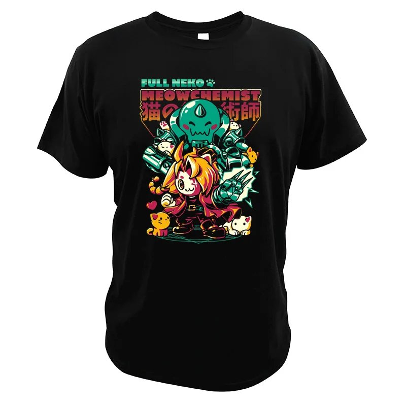 Fullmetal Alchemist Japanese Anime Tshirt Cats Manga Series Tees Edward Elric Alphonse Digital Print High Quality T Shirts |