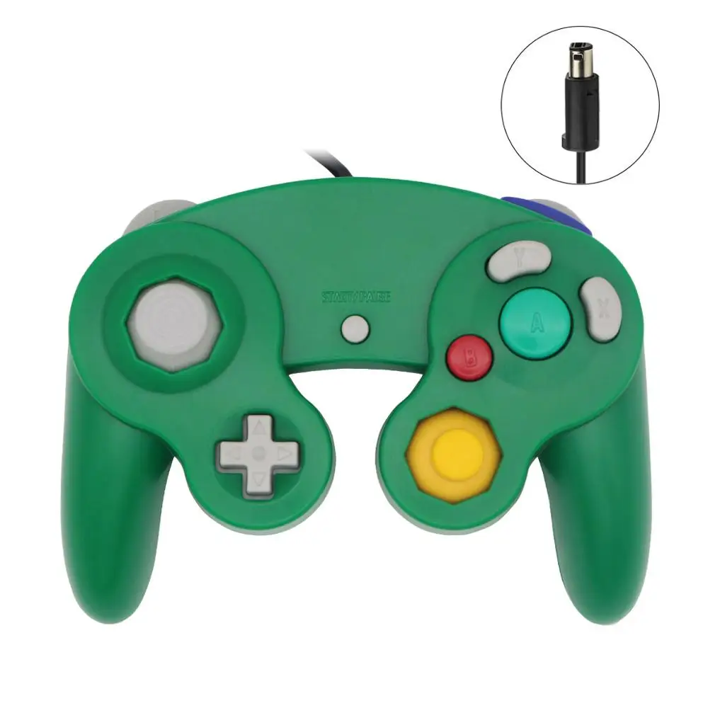 Зеленый Классический проводной игровой контроллер для nintendo NGC геймпад джойстик для Gamecube для NGC для nintendo GameCube - Цвет: Зеленый