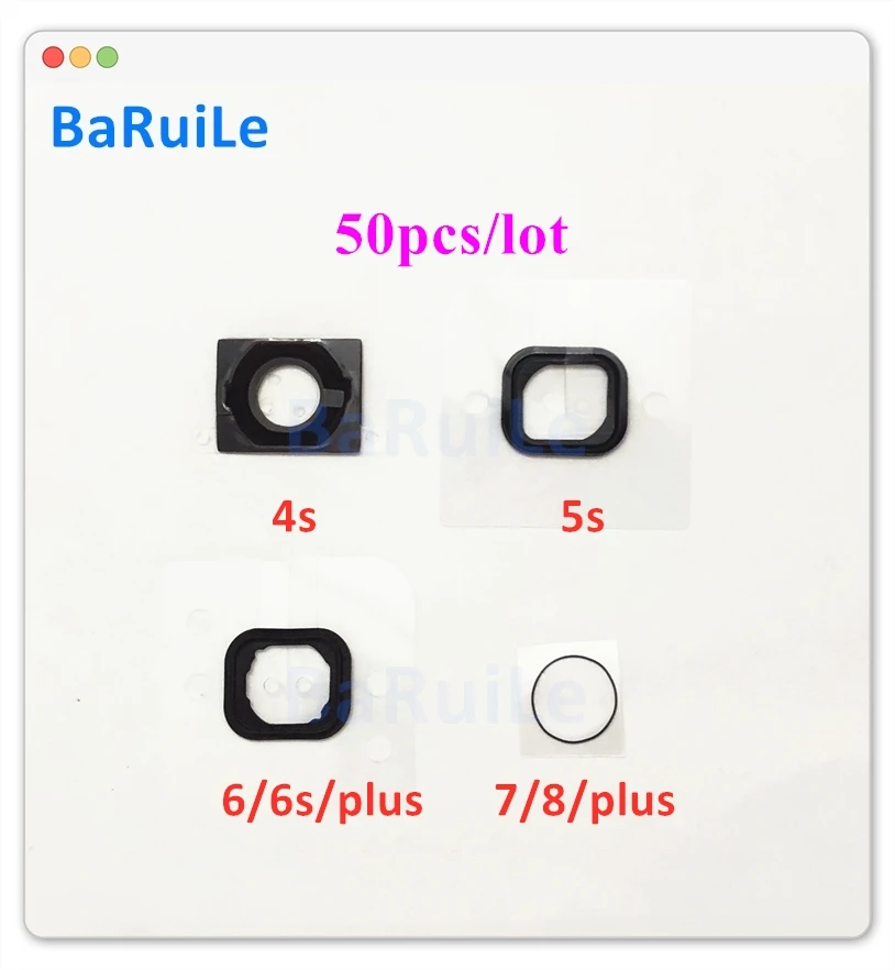 BaRuiLe, 50 шт., уплотнитель кнопки для дома, для iPhone 8, 7, 6, 6S Plus, 5S, 5, для домашнего использования, резиновая клейкая наклейка, запасные части