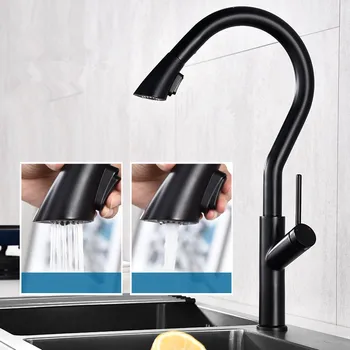 

Kitchen Faucets Hot & Cold Sink Mixer Crane Taps Brass Rotating Pull Out Single Handle Deck Mounted Black/Chrome/Nickel Finished