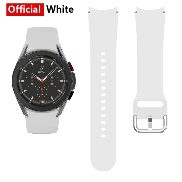 20mm watch Band For Samsung Galaxy Watch 4 classic 46mm 42mm smartwatch Silicone Sports Bracelet Galaxy Watch 4 44mm 40mm Strap official White
