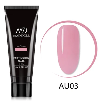 

MD MAD DOLL 15g Pink Clear Crystal Acrylic Gel for Nail Extention Fake Tips LED UV Gel Nail Polish Builder Quick Extension
