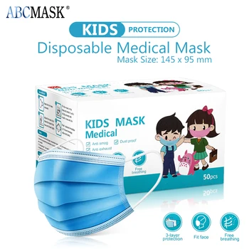 

50Pcs kids medical Mask Children Face Mask 3 Layer Breathable Protective Mouth face Mask Disposable Surgical Ear Loop Masks