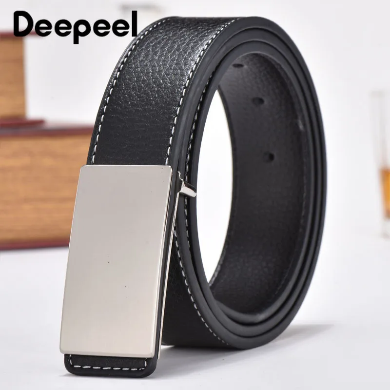 Deepeel 1 шт. 3,7 см* 105 см-125 см унисекс гладкий ремень с пряжкой роскошный качественный дизайнерский ремень кожаный повседневный деловой Повседневный ремень YK724