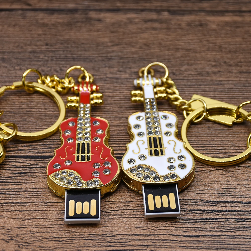 Гитара usb флэш-накопитель 32 Гб 64 Гб металлический накопитель 128 ГБ 256 флэш в виде ключа карта памяти 4 ГБ 8 ГБ 16 шнурок для бейджа с символикой Великобритании красный белый флешка, подарок