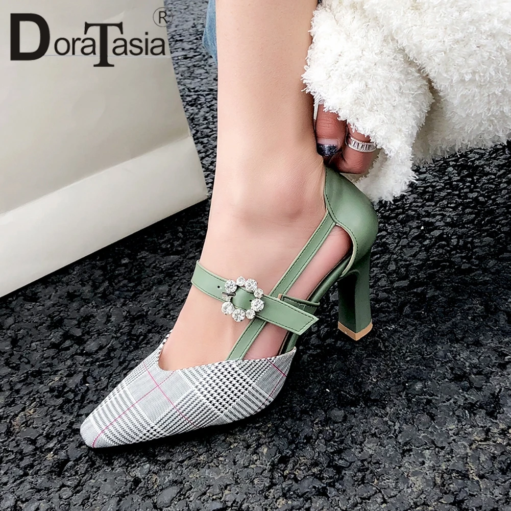 

DORATASIA New Ladies Sexy Pointed Toe Dress Pumps High Heels Pumps Women Elegant Breathable Patchwork Shoes Woman