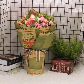 

2019 New 20pcs English Newspaper Flower Bouquet Package Paper Kraft Gift Wrapping Paper Festival Gift Packing Material 50*70cm
