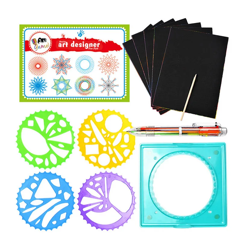 Spirograph игрушки для рисования набор блокировочных шестеренок и колес аксессуары для рисования обучающая игрушка для детей#30N22