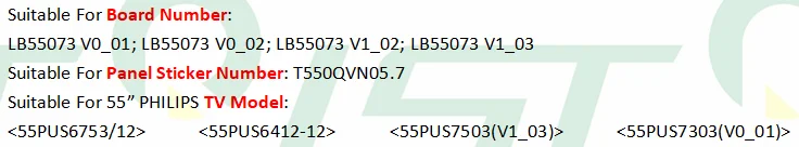 12 шт/комплект светодиодный полоски для PHILIPS 55 ТВ 55PUS6753 55PUS6412 55PUS7503 T550QVN05.7 LB55073 V0_01 V0_02 V1_02 V1_03