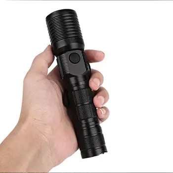 

Black Zoomable T6 LED Flashlight Lamp Torches 4 Modes Rechargeable 1pc