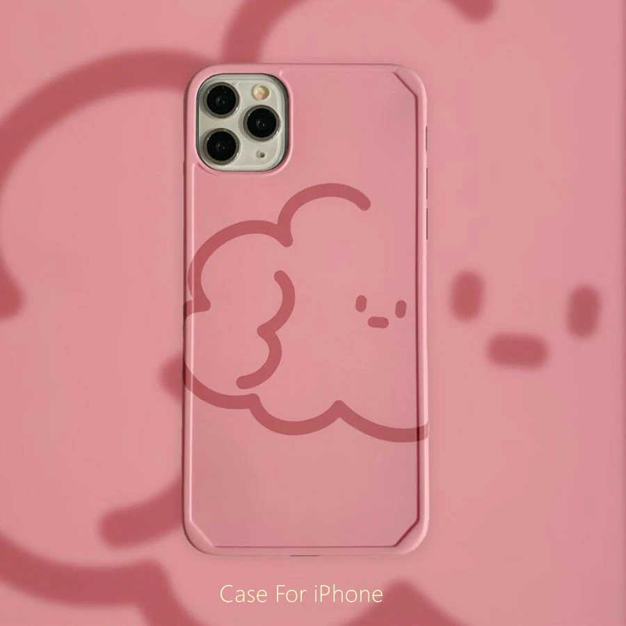 

Pink Clouds Style Teddy Cartoon Phone Case For coque iPhone 11 Pro XR X Xs Xsmax 7 8 Plus Silicone IMD Photo Frame Cover Capa